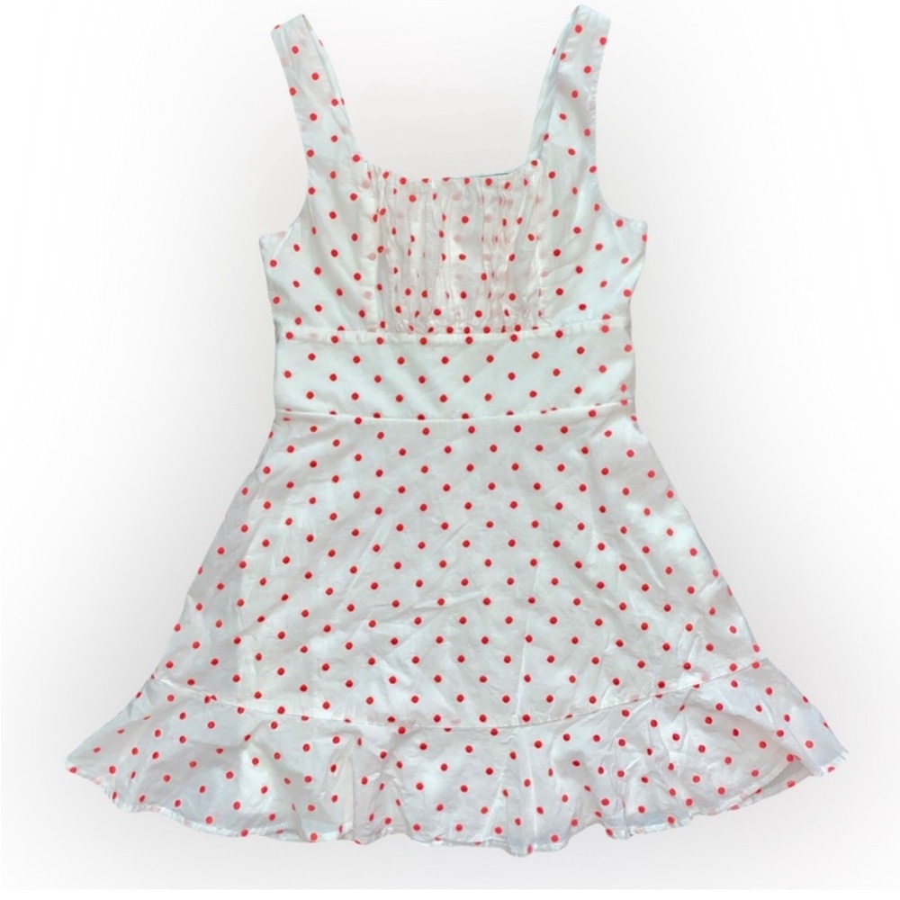 trixxi clothing company white and pink dotted coquette dress